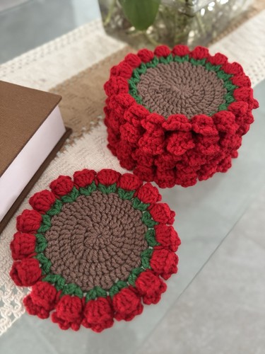 Handmade crochet coasters set - handmade,