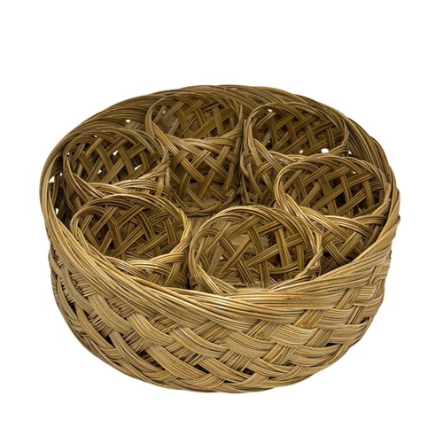 Vtg woven wicker coaster set - vtg,