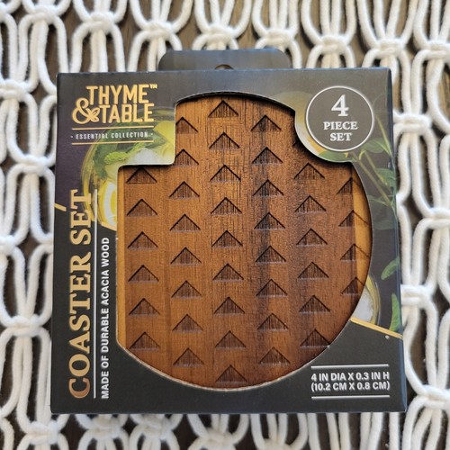Thyme table coasters - coasters, acacia