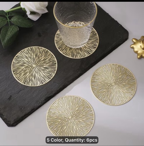 Gold round coasters 10cm - gold,