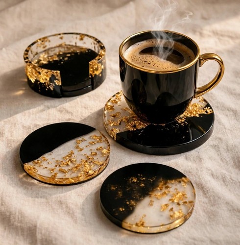 Handmade resin coasters set - resin, of