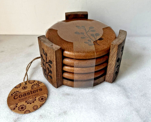 Carved wooden round - carved,