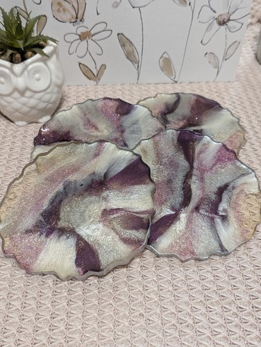 Resin coaster set - set, purple