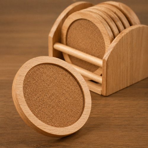 6pcs natural wooden round - 6pcs,