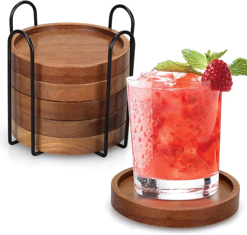 Wooden drink coasters set - drink,